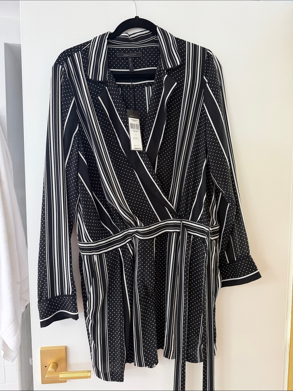 Black & White Striped Wrap Romper